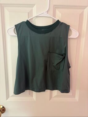 FP Movement by Free People Dark Green Sleeveless Pocket Crop Tank size s